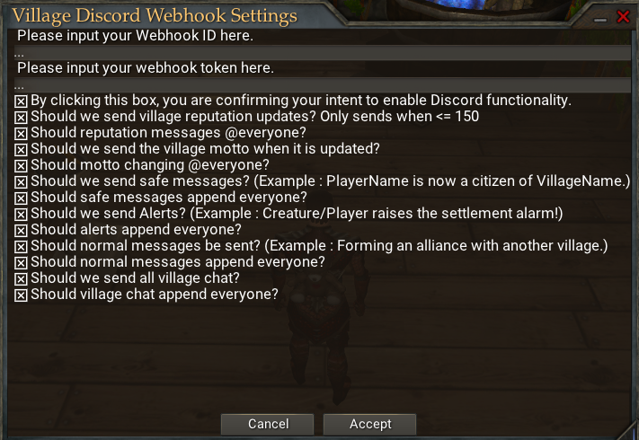 Village Discord Webhook Settings