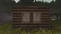 A Rustic log double window